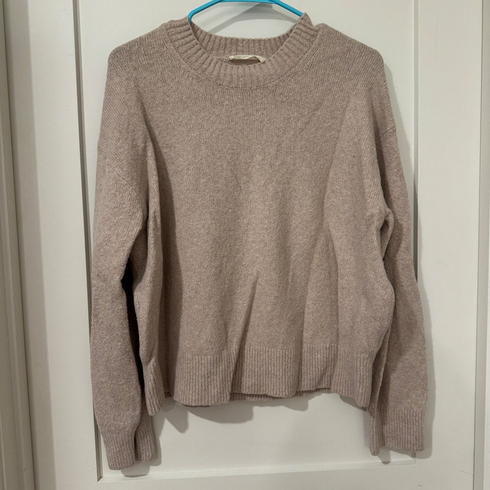 Everlane Alpaca Wool Blend Crew Neck Sweater Heathered Oat Beige Womens Large